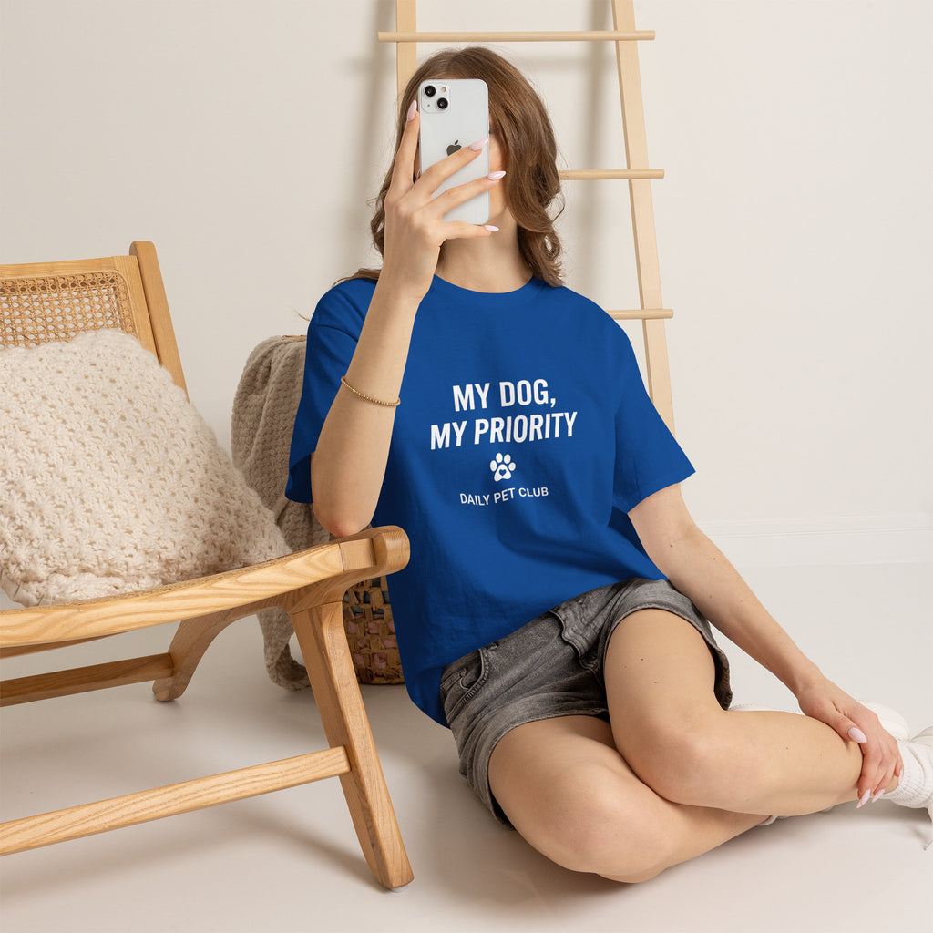 Dog Mom/Dad Tee — "My Dog, My Priority" Graphic T-Shirt