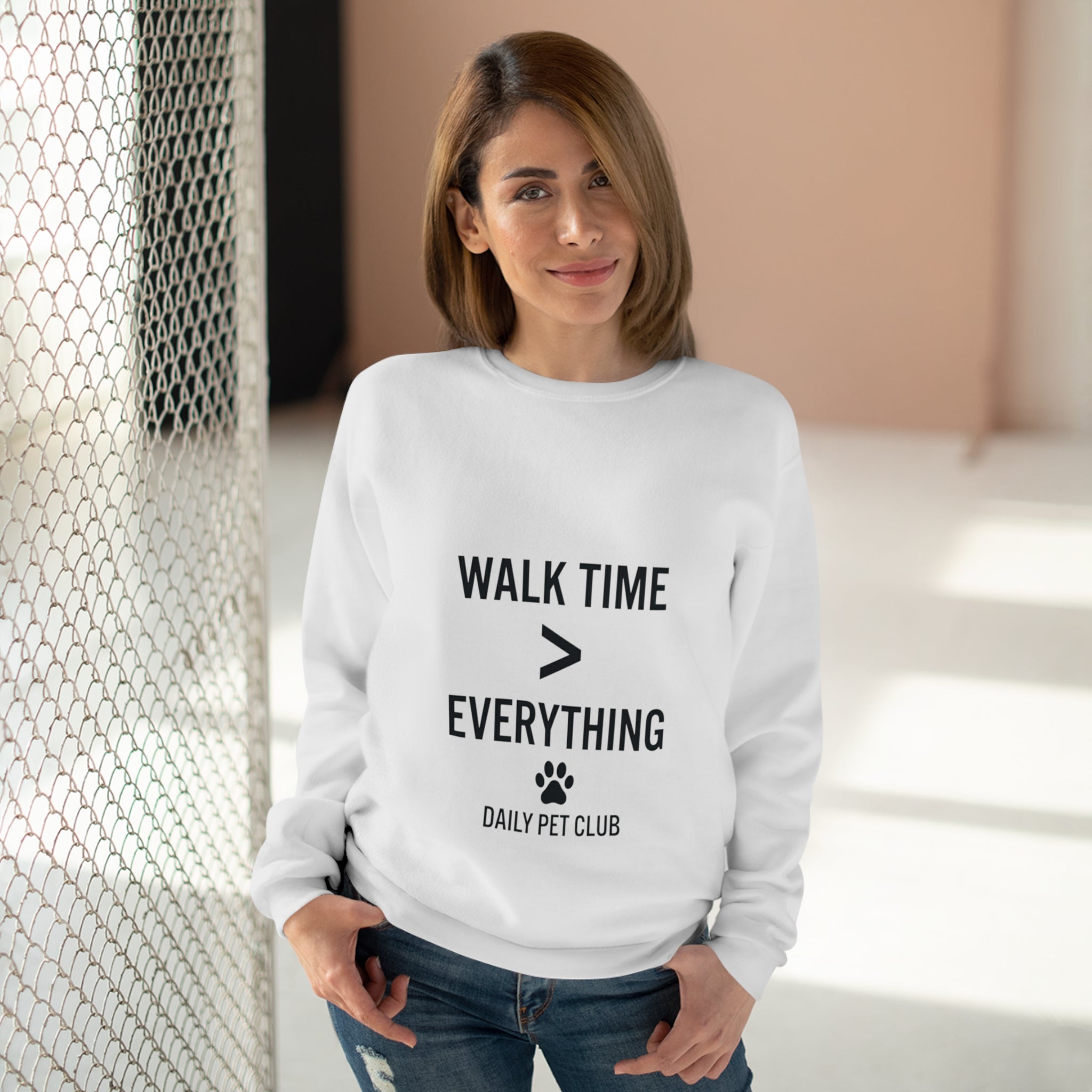 Walk Time > Everything Crewneck Sweatshirt — Daily Pet Club Dog Lover Pullover