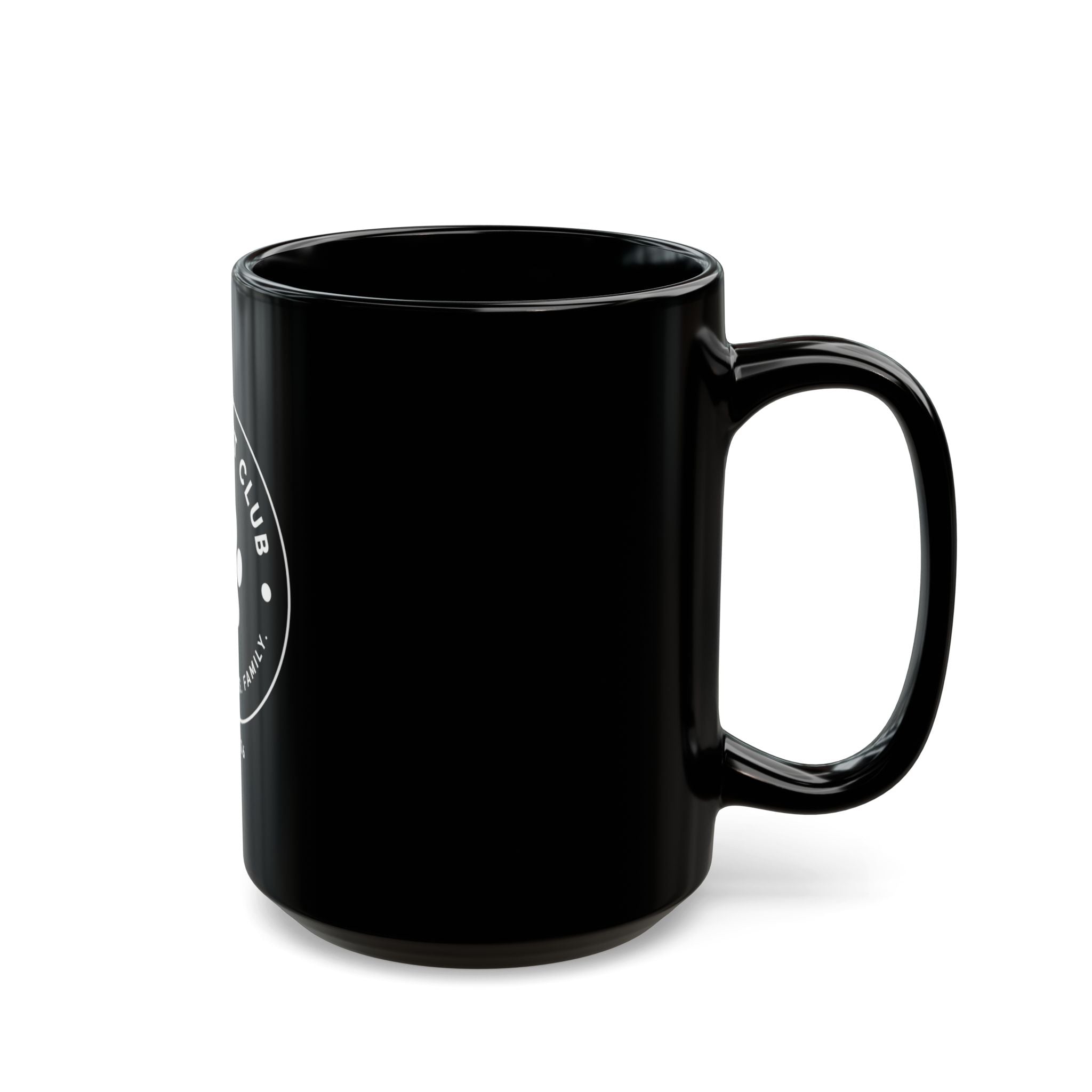 Daily Pet Club Black Mug — "Daily Pet Club: Not Just Pets. Family." Paw Print Coffee Mug