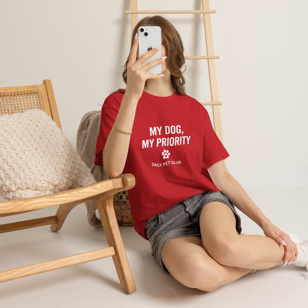 Dog Mom/Dad Tee — "My Dog, My Priority" Graphic T-Shirt