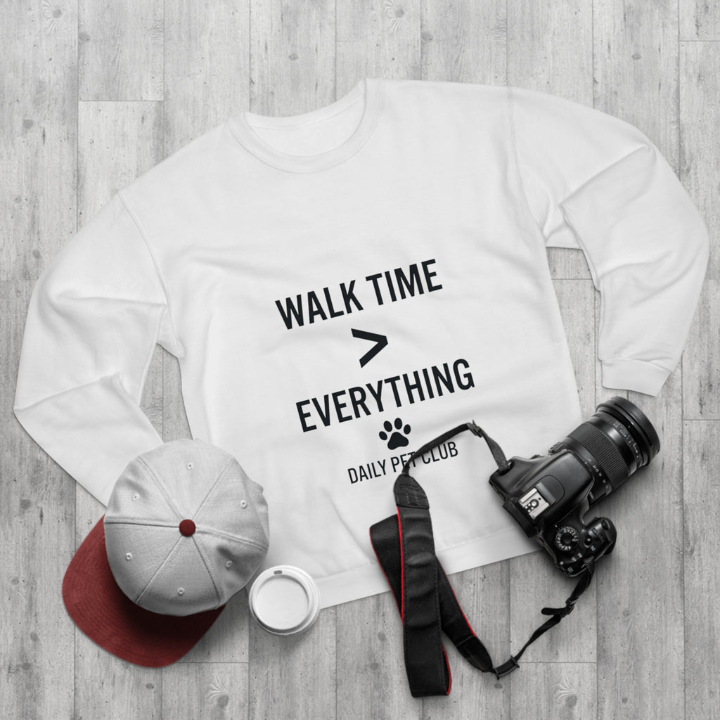 Walk Time > Everything Crewneck Sweatshirt — Daily Pet Club Dog Lover Pullover