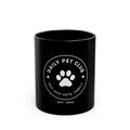Daily Pet Club Black Mug — "Daily Pet Club: Not Just Pets. Family." Paw Print Coffee Mug