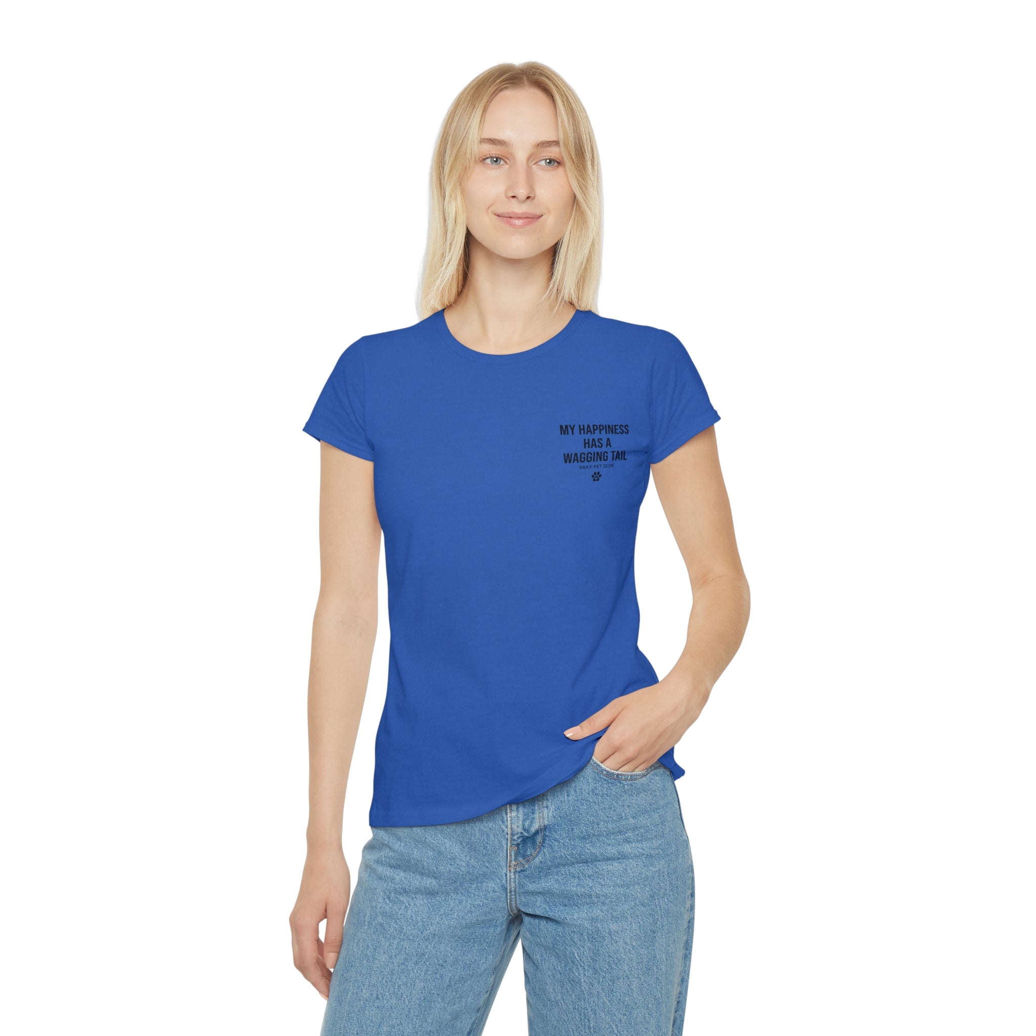Dog Lover Women's T‑Shirt — "My Happiness Has A Wagging Tail" Pocket Tee