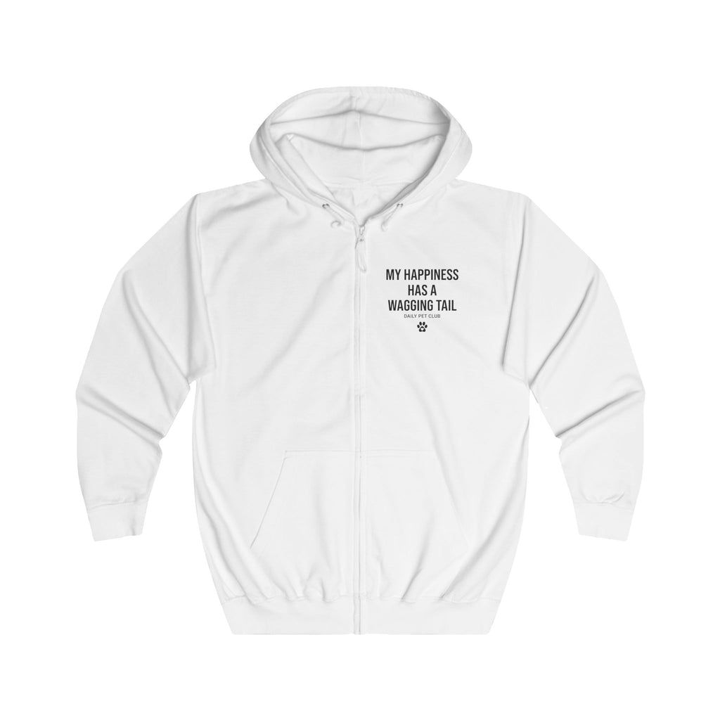 Dog Lover Zip Hoodie — “My Happiness Has a Wagging Tail” Full-Zip Hoodie