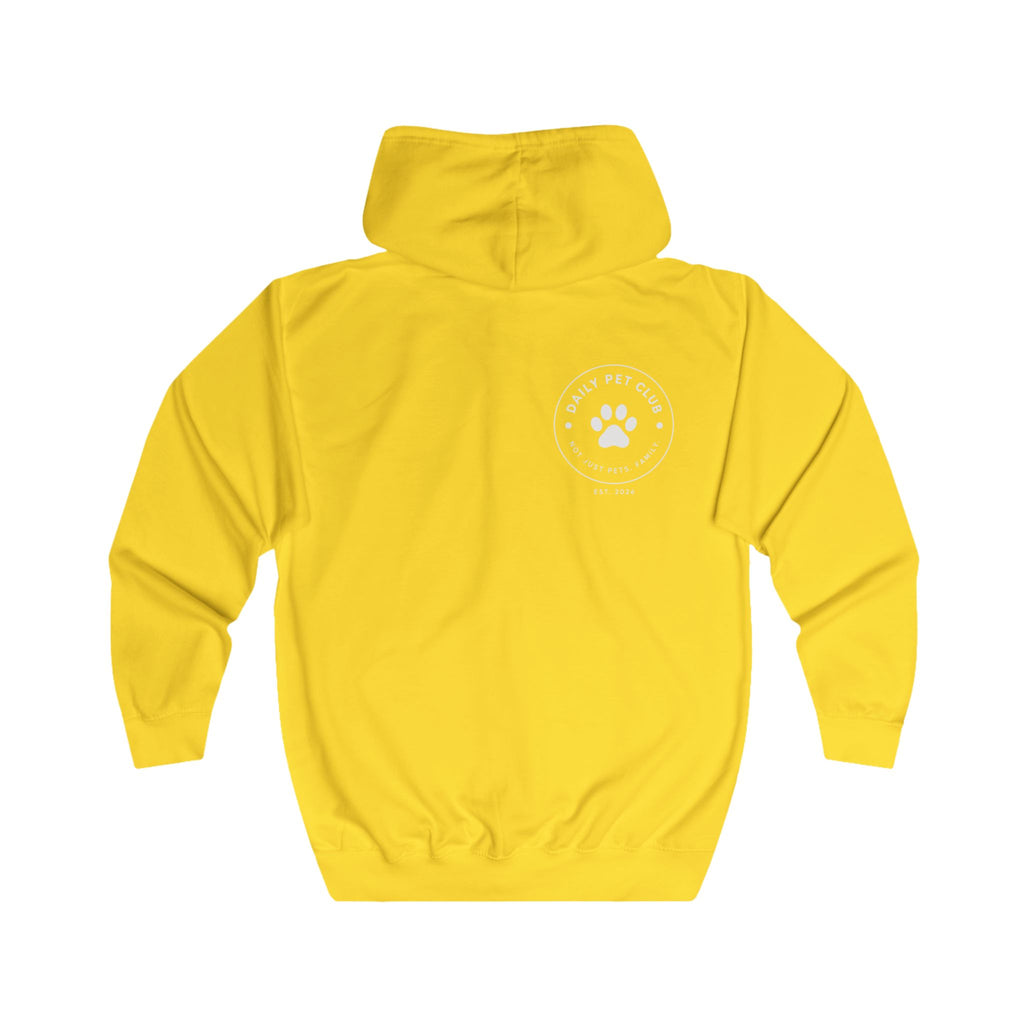 Dog Mom Yellow Zip Hoodie — "Be Anything" Paw Print Full-Zip