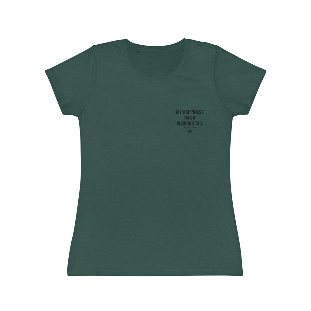 Dog Lover Women's T‑Shirt — "My Happiness Has A Wagging Tail" Pocket Tee