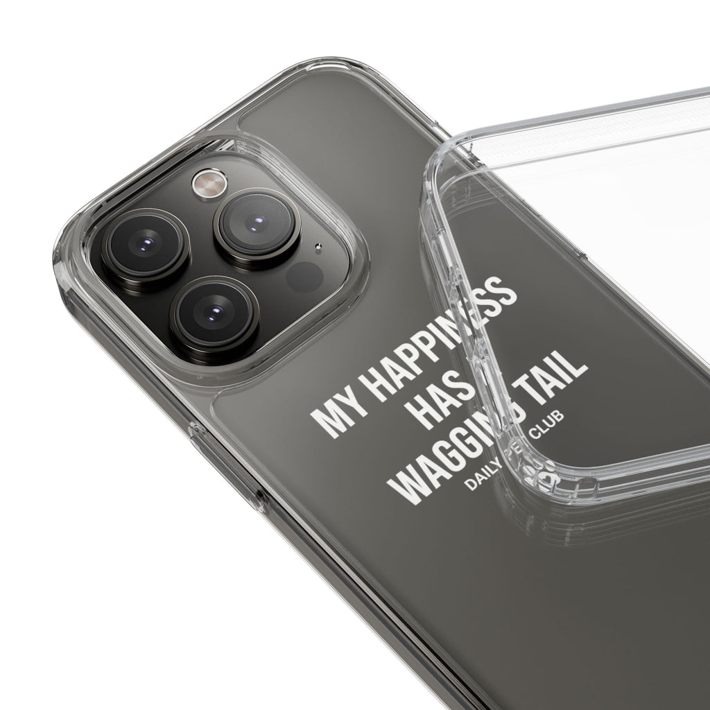 Clear Phone Case — "My Happiness Has a Wagging Tail" Pet Lover Clear Case