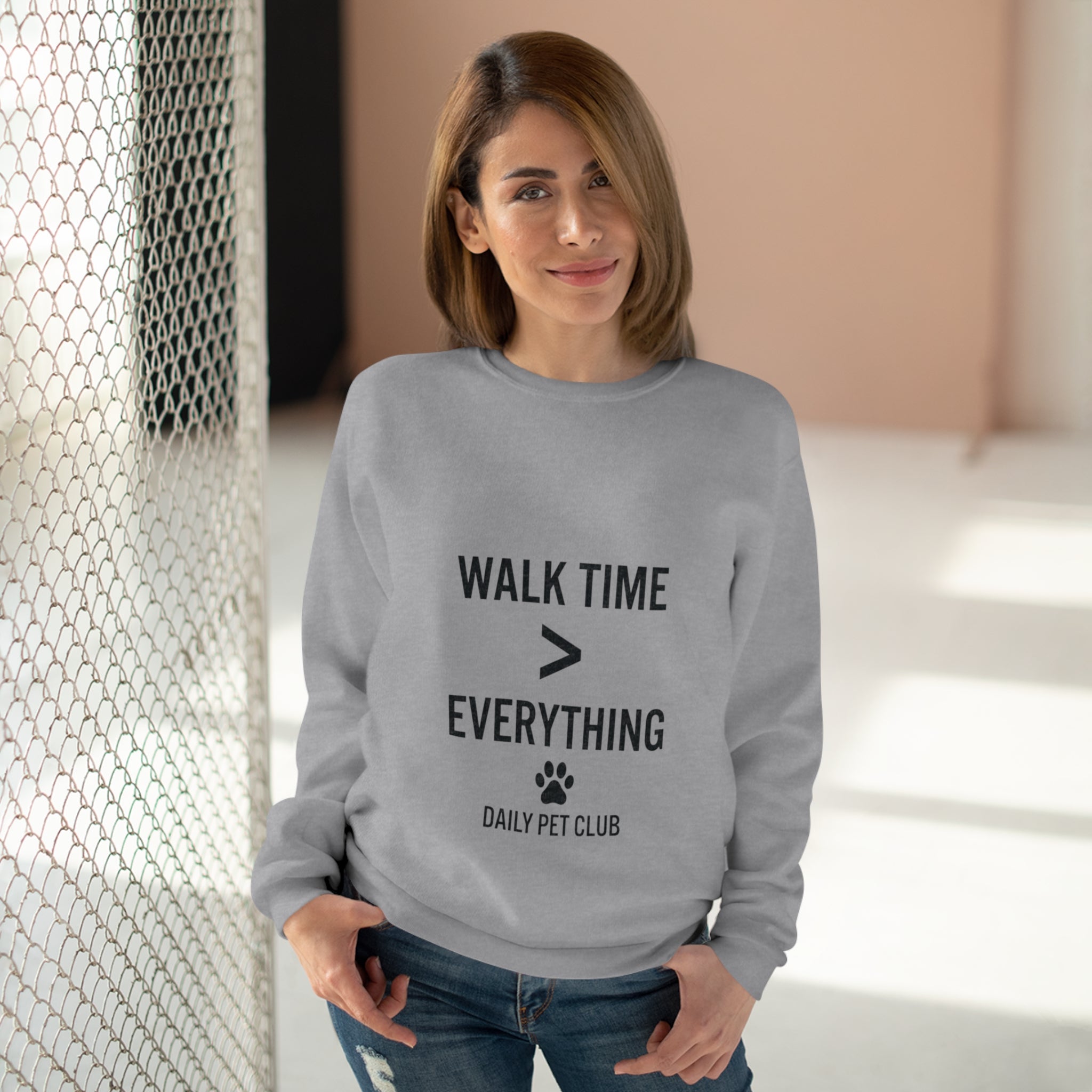 Walk Time > Everything Crewneck Sweatshirt — Daily Pet Club Dog Lover Pullover